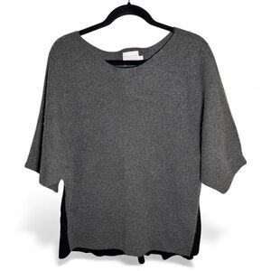Brodie Cashmere Short Sleeve Sweater Size Medium Bronte Jumper Gray Black Top